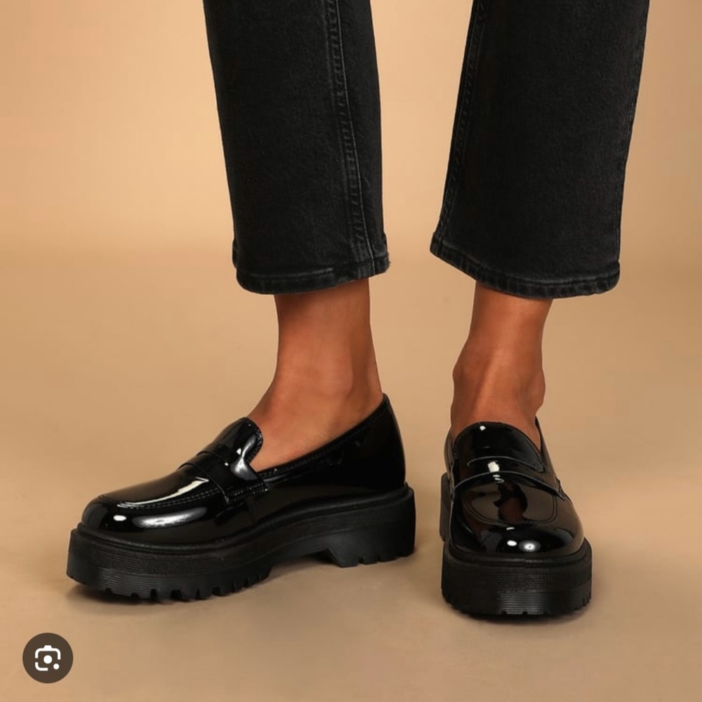 Lulu's Black Patent Loafers